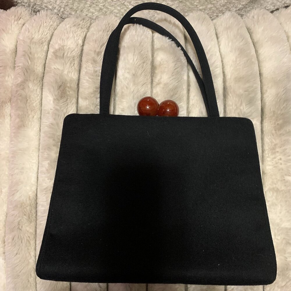 Vintage Black Wool Bakelite Snaps